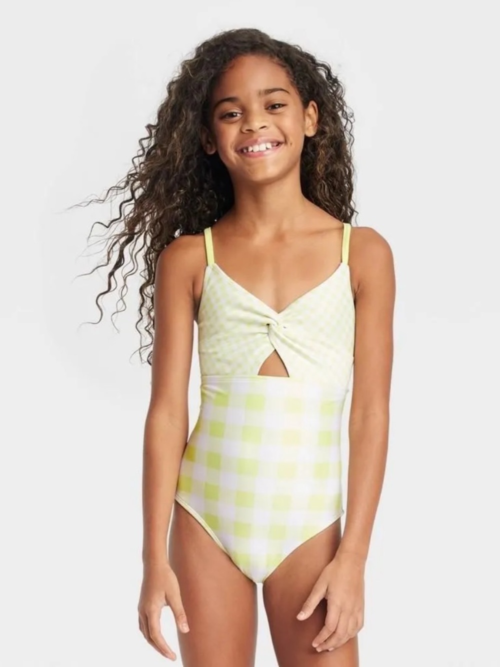 Cat & Jack Girls Gingham one piece bathing suit Size Medium/8